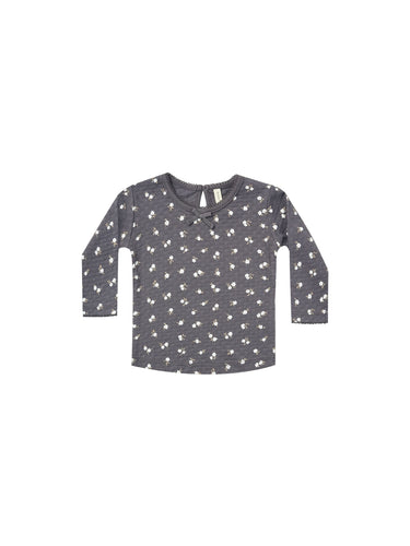Quincy Mae Organic Pointelle Longsleeve, Dark Floral
